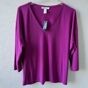 WHBM Large Pink V Neck 3/4 Sleeves NWT Office Casual Business Career Wear Travel